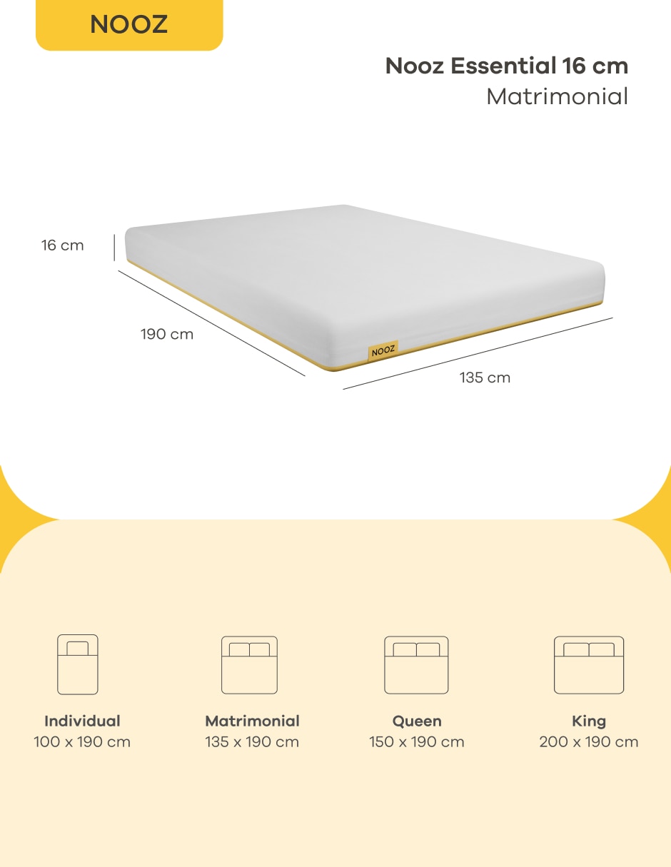 Colchón en caja Nooz Essential Low 16 cm + Almohada Responsive 2 Pack